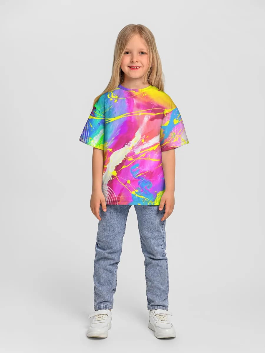 Girls' oversized cotton T-shirt