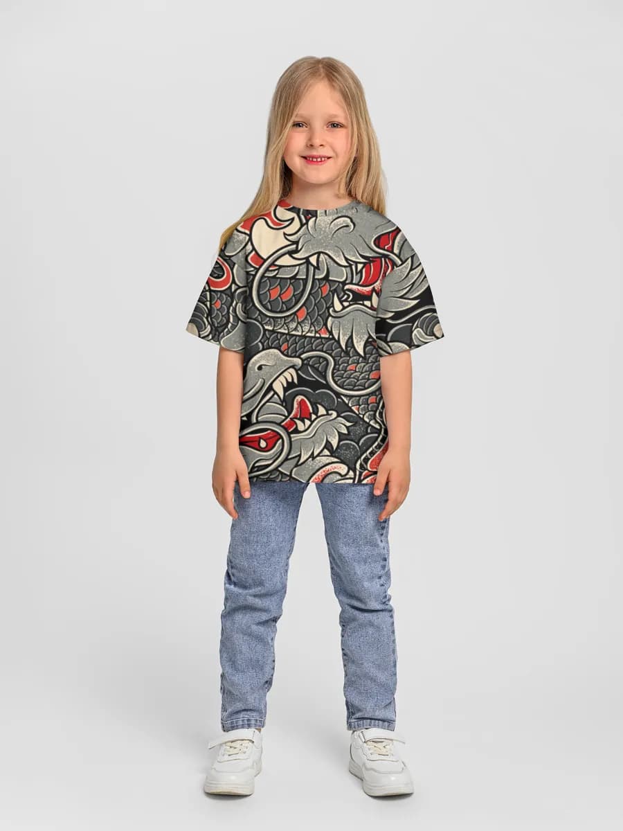 Girls' oversized cotton T-shirt