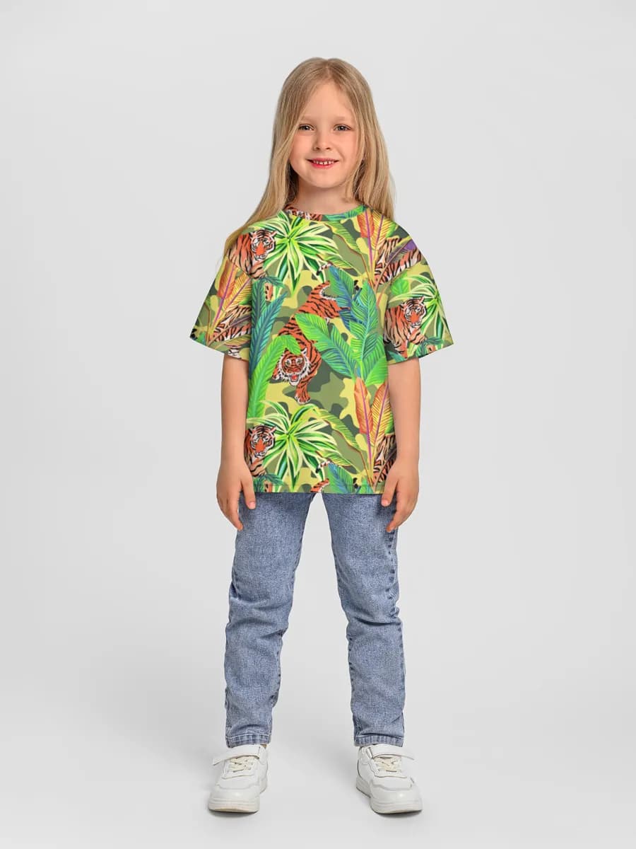 Girls' oversized cotton T-shirt