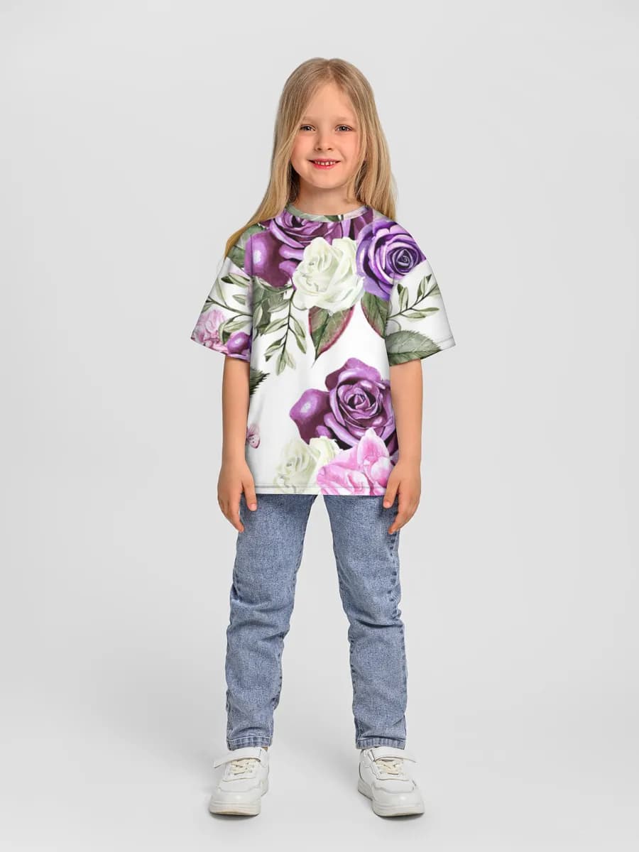 Girls' oversized cotton T-shirt