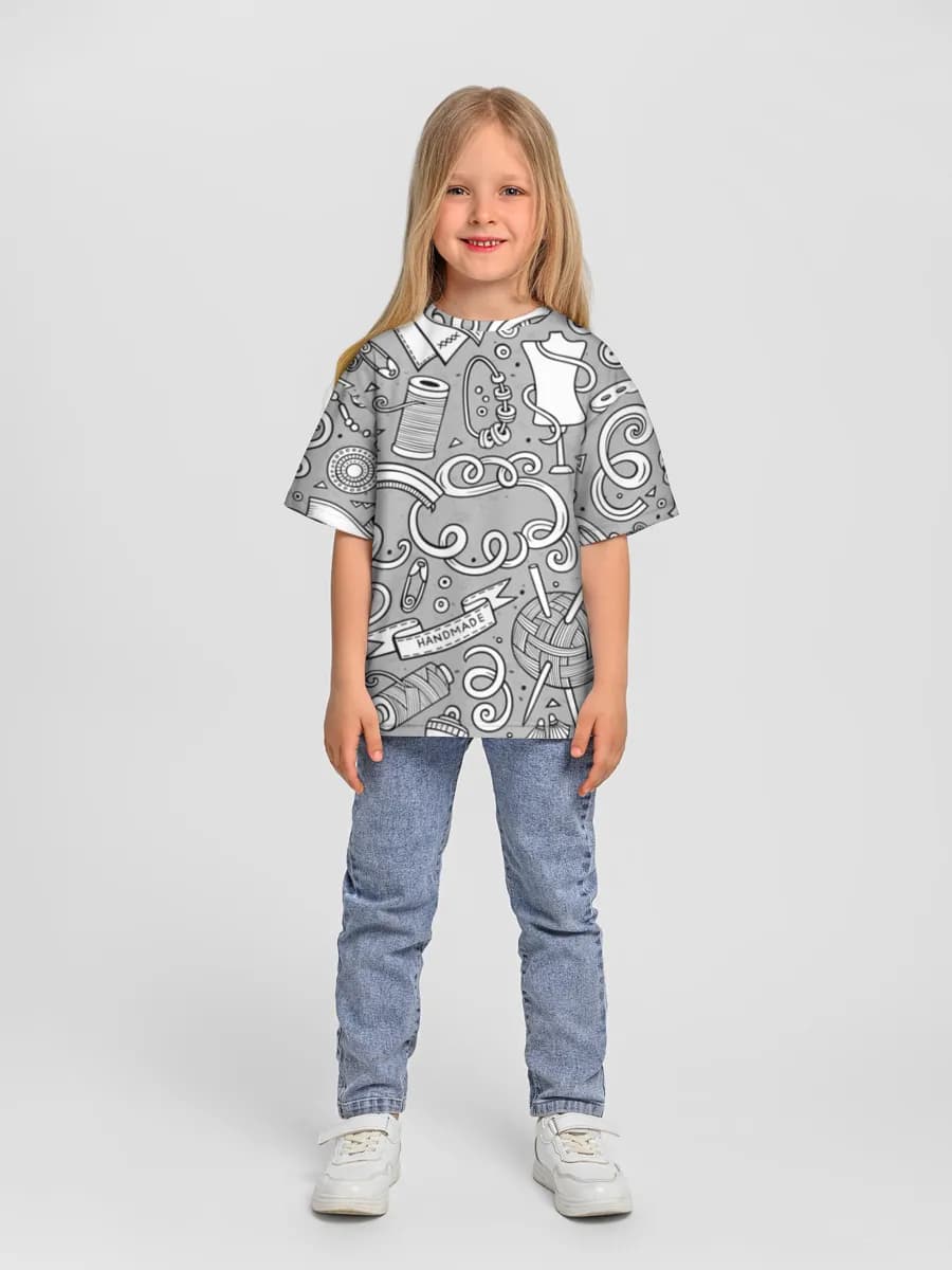 Girls' oversized cotton T-shirt