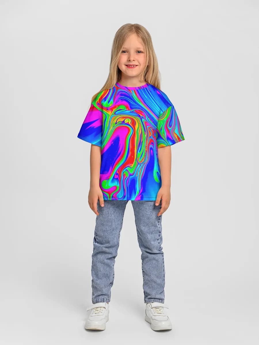 Girls' oversized cotton T-shirt