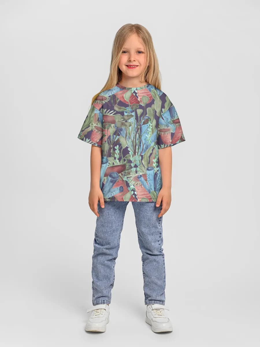 Girls' oversized cotton T-shirt