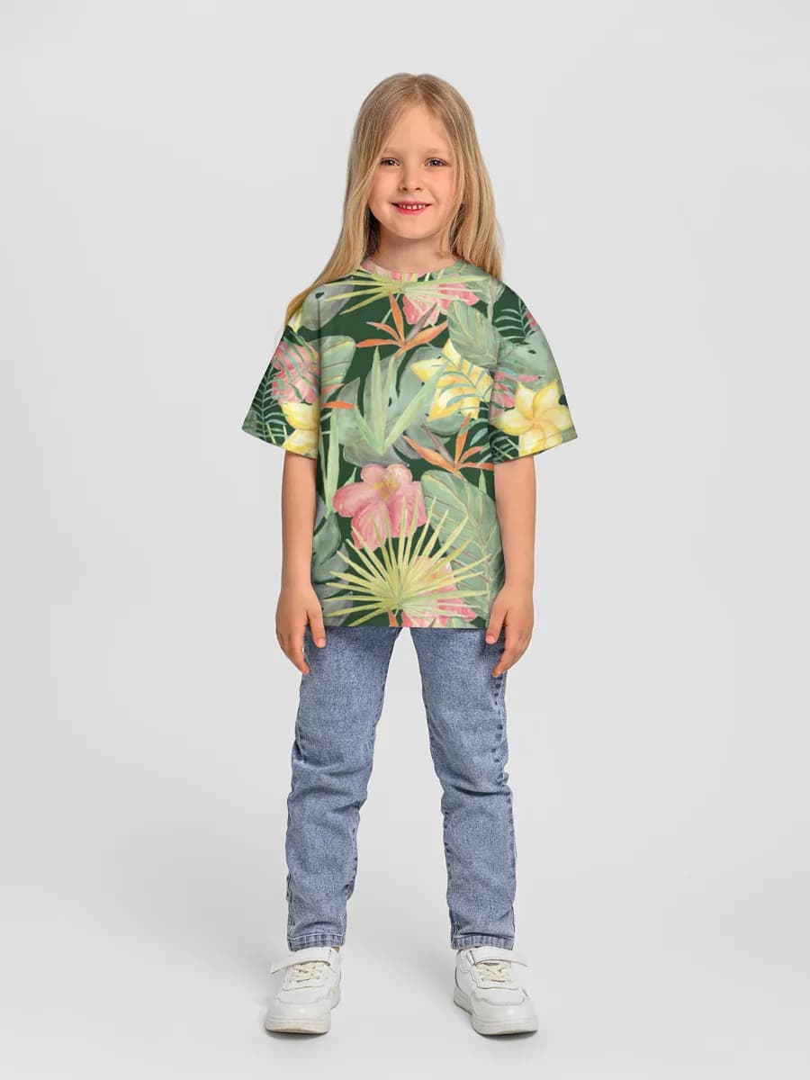 Girls' oversized cotton T-shirt