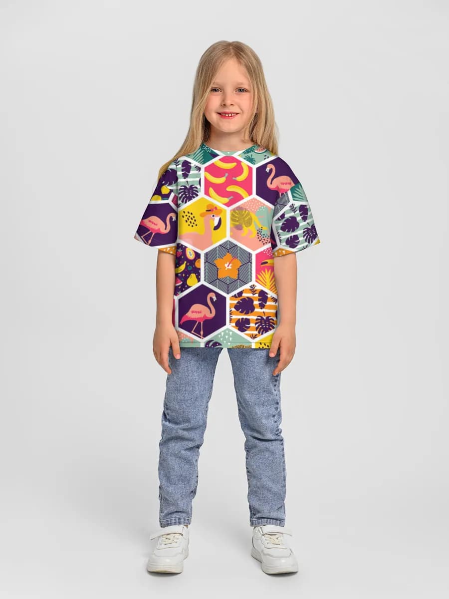 Girls' oversized cotton T-shirt