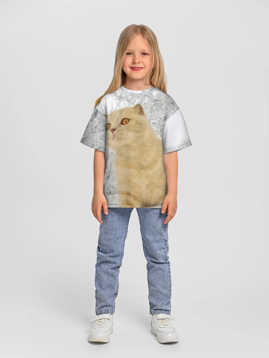 Girls' oversized cotton T-shirt