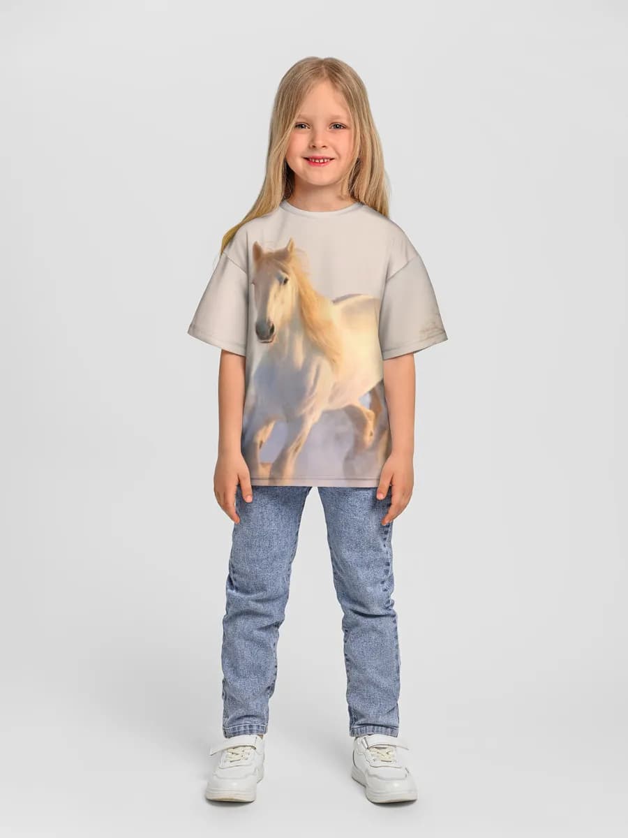Girls' oversized cotton T-shirt