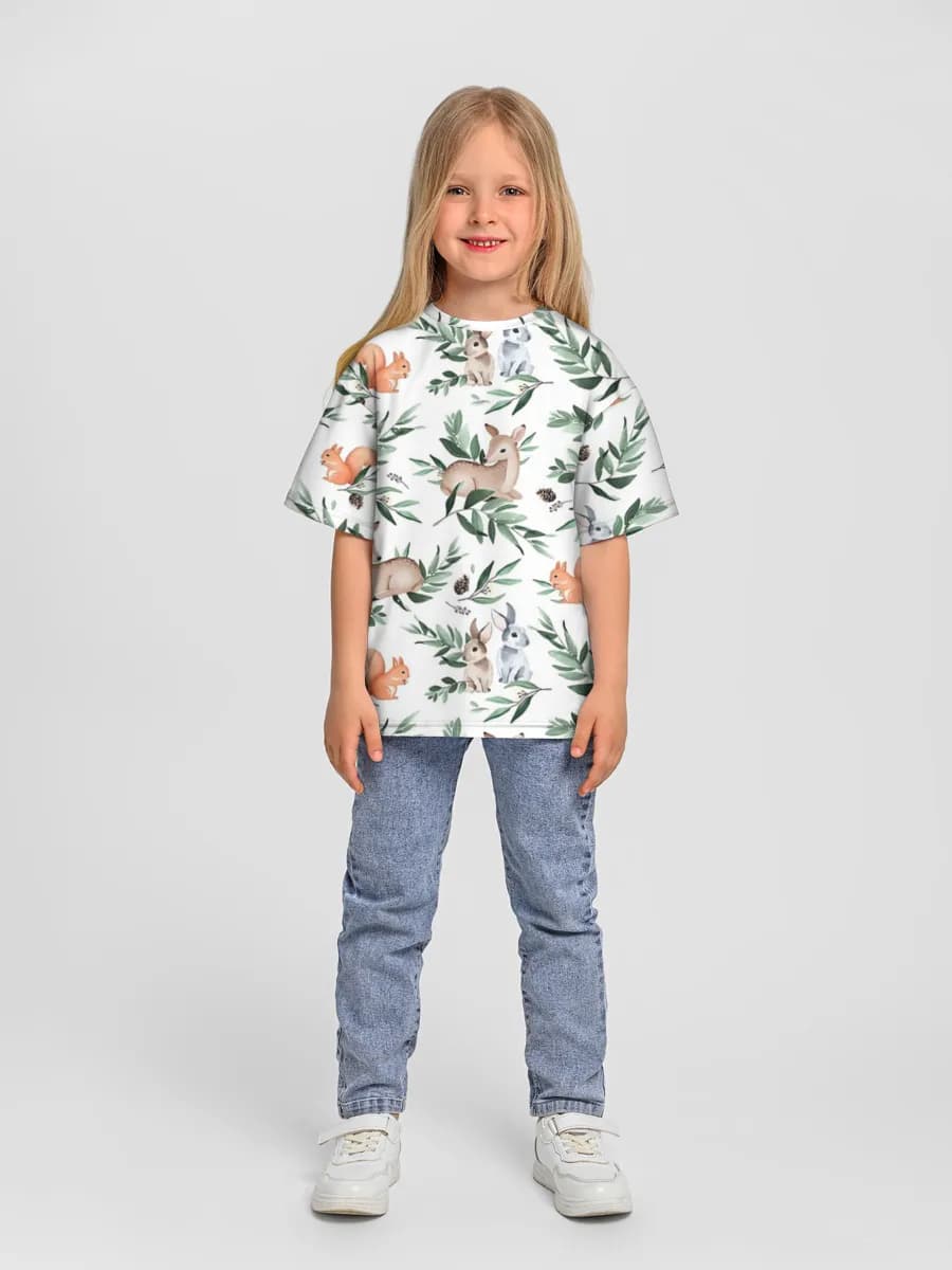 Girls' oversized cotton T-shirt