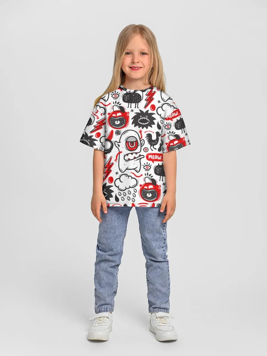 Girls' oversized cotton T-shirt