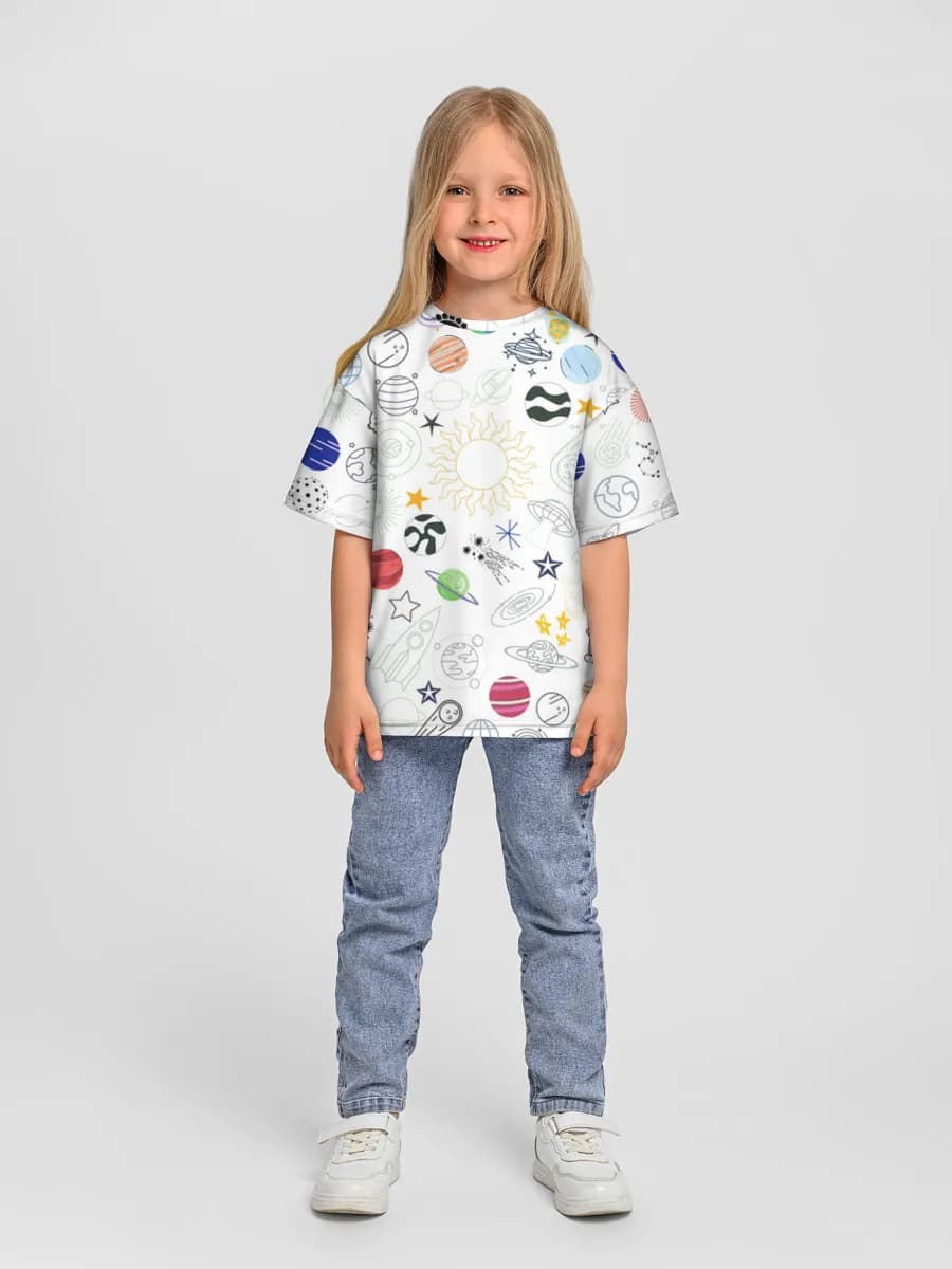 Girls' oversized cotton T-shirt