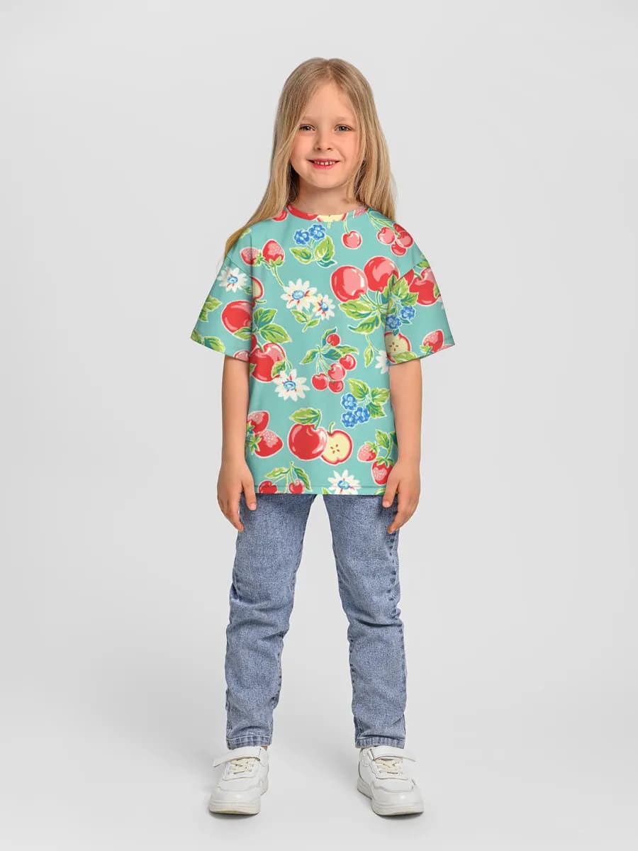 Girls' oversized cotton T-shirt