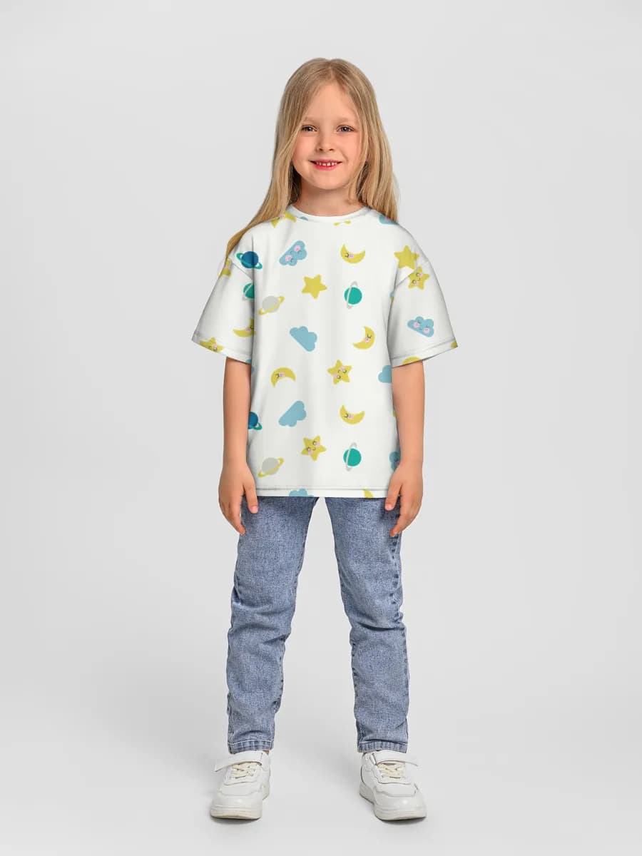 Girls' oversized cotton T-shirt