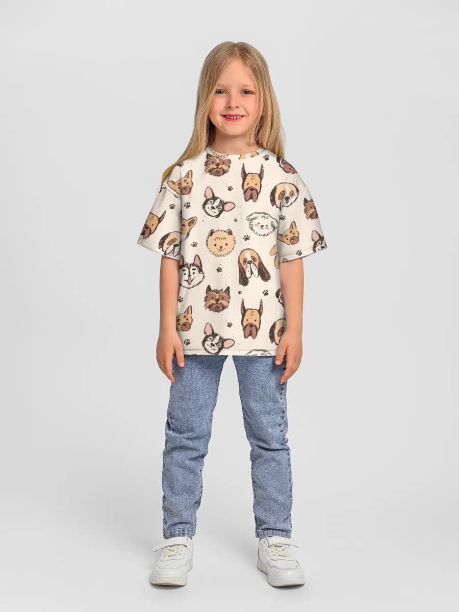 Girls' oversized cotton T-shirt