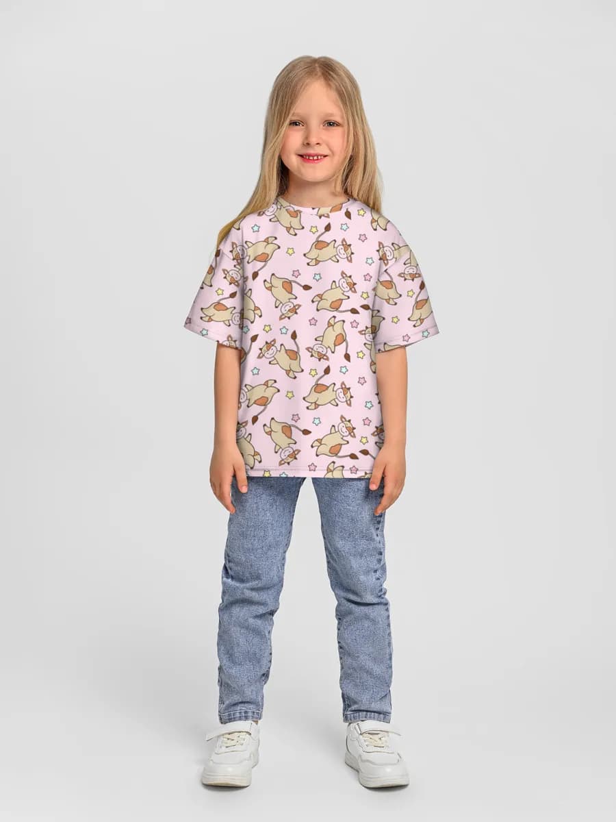 Girls' oversized cotton T-shirt