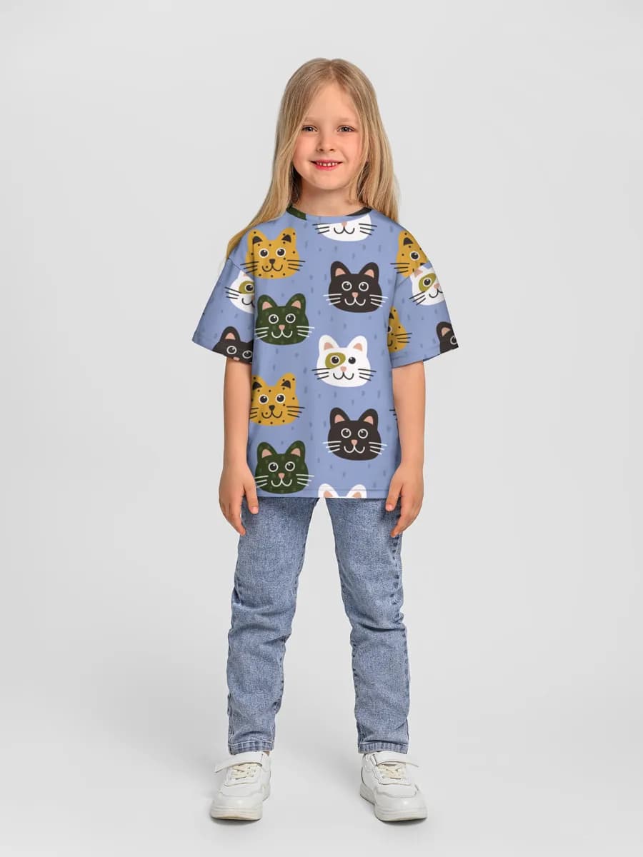Girls' oversized cotton T-shirt