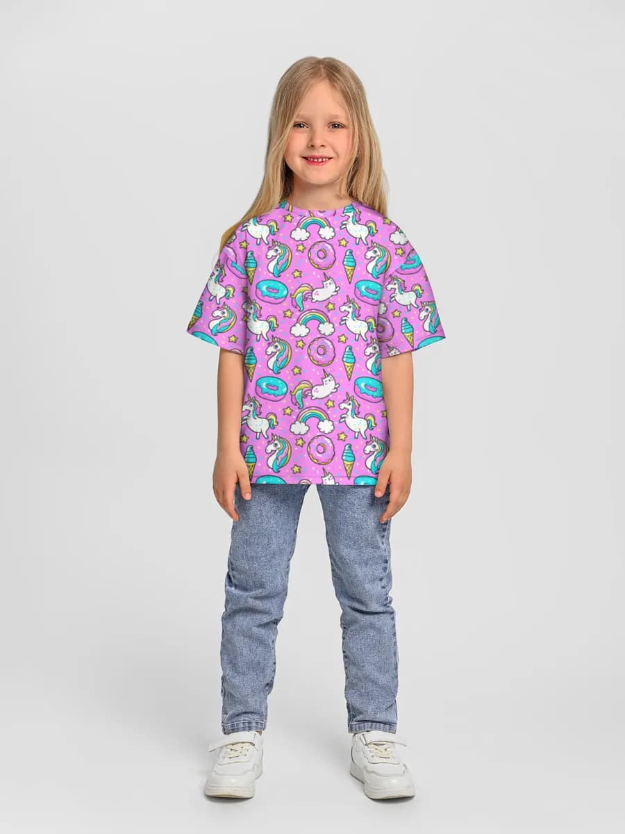 Girls' oversized cotton T-shirt