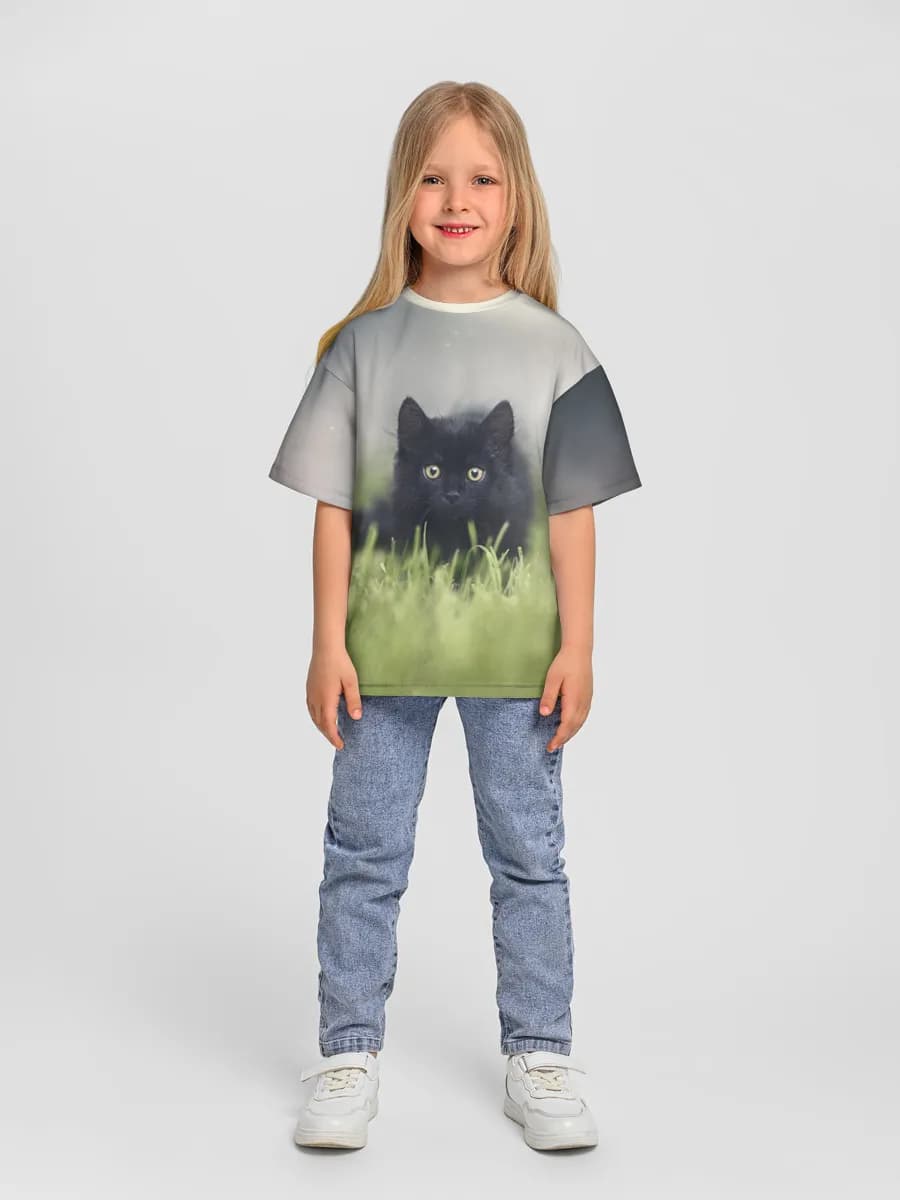 Girls' oversized cotton T-shirt