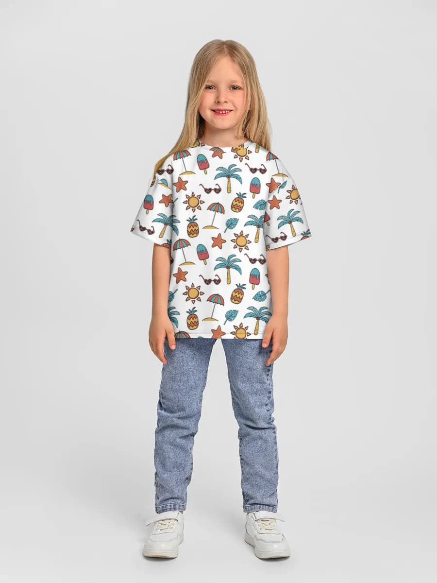Girls' oversized cotton T-shirt