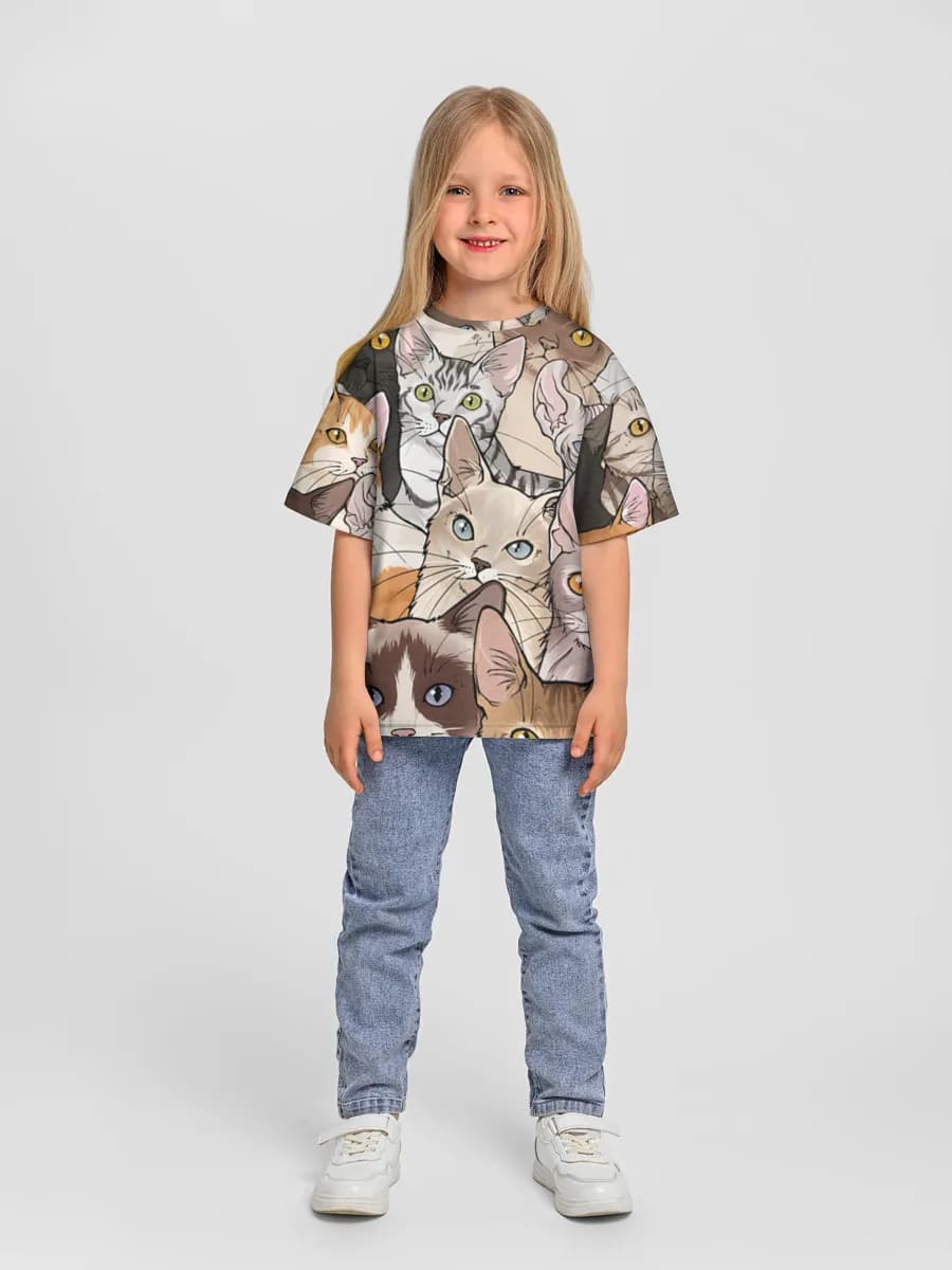 Girls' oversized cotton T-shirt