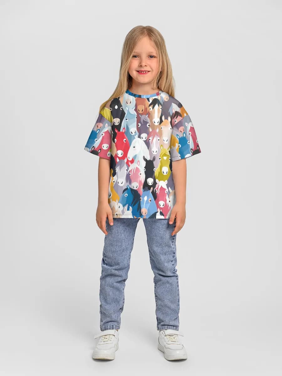 Girls' oversized cotton T-shirt