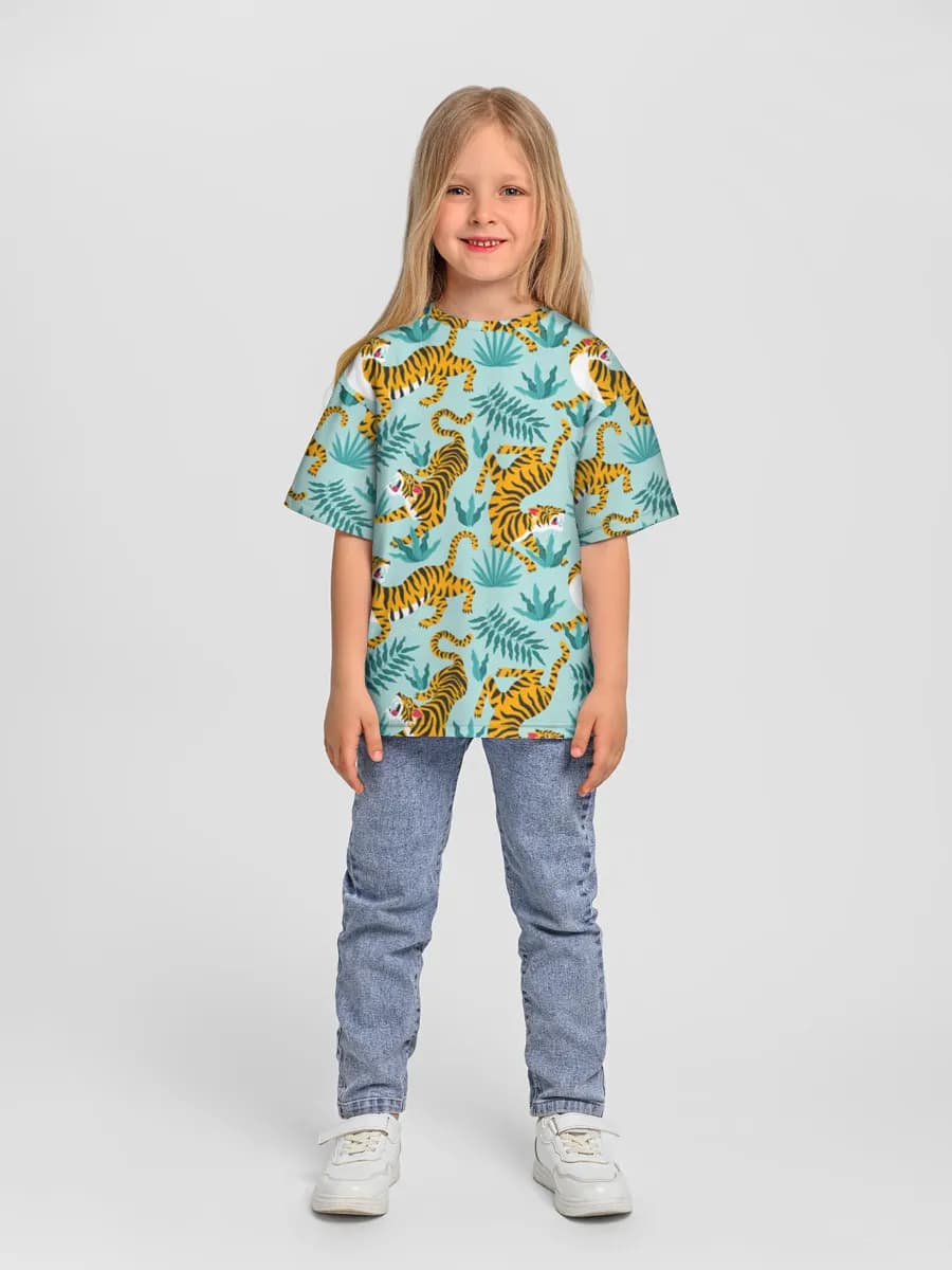 Girls' oversized cotton T-shirt