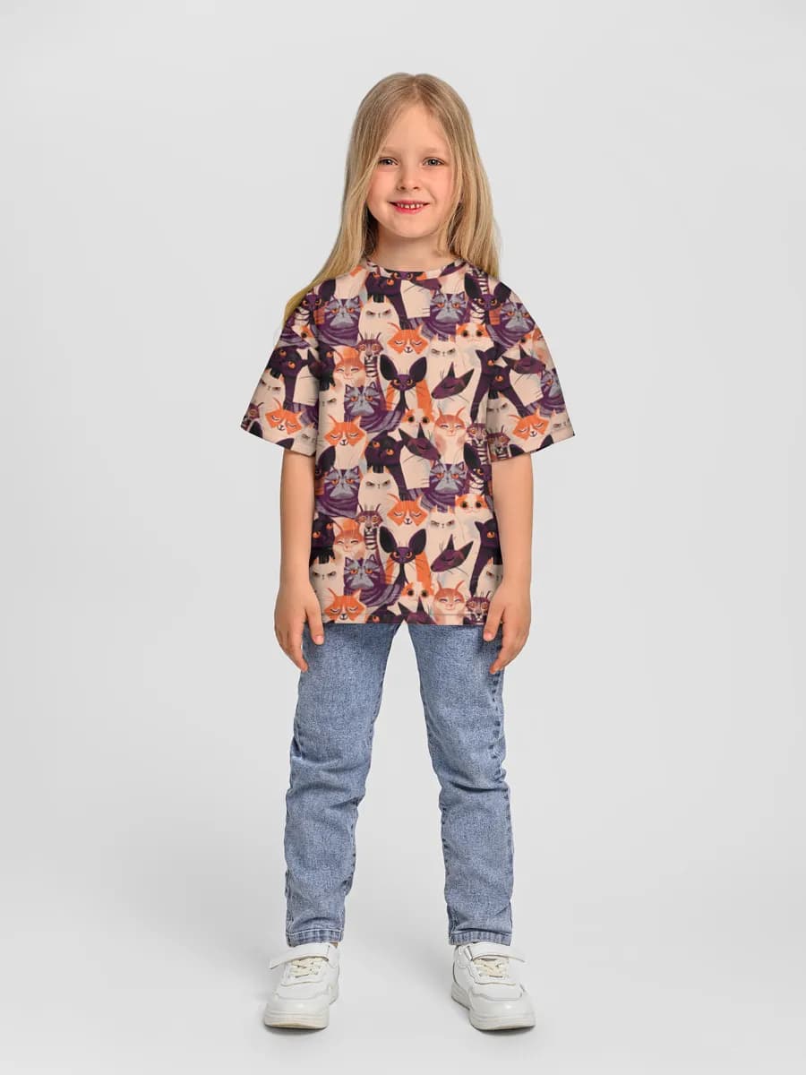 Girls' oversized cotton T-shirt