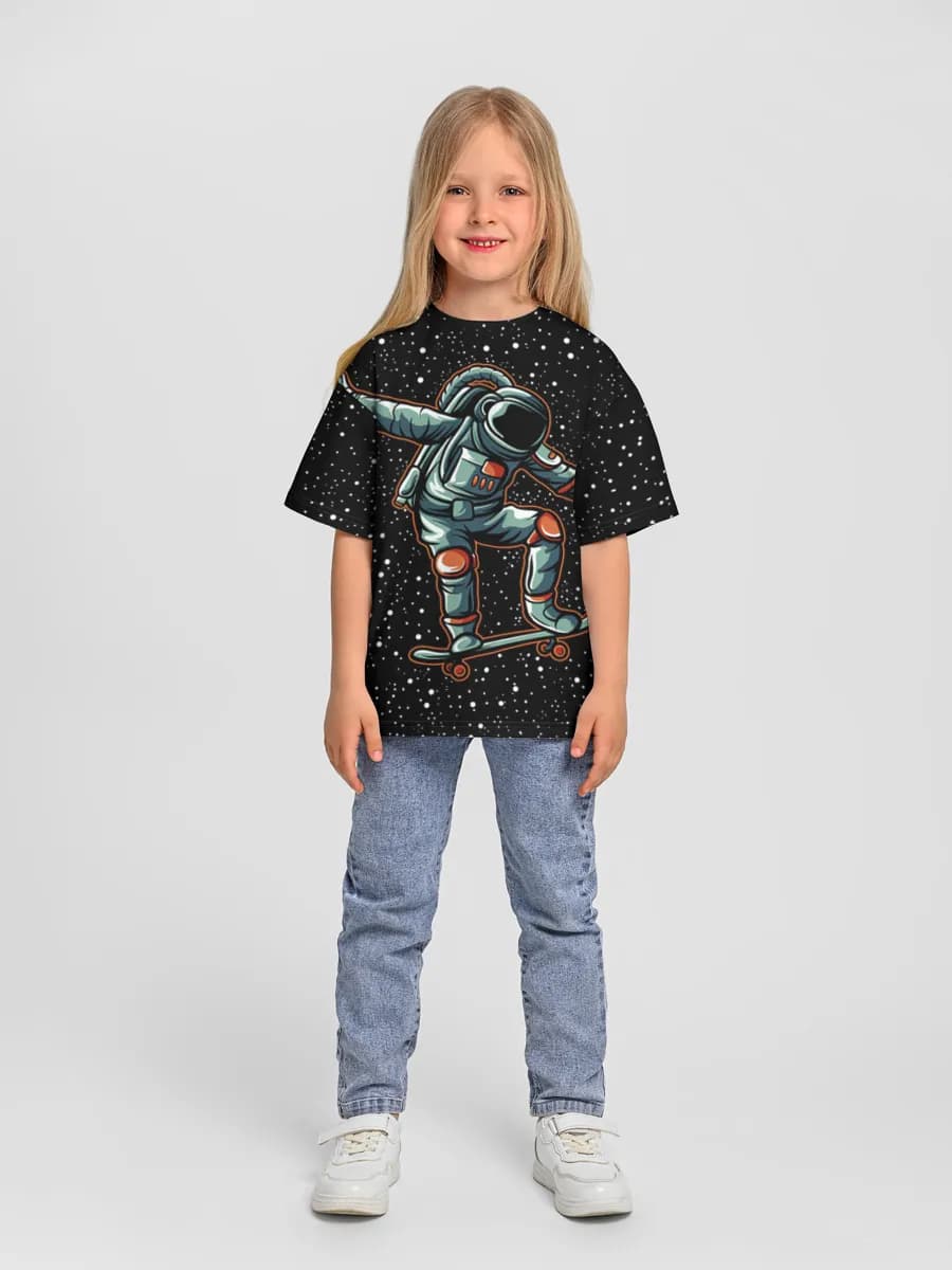 Girls' oversized cotton T-shirt