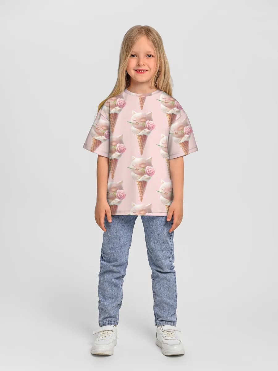 Girls' oversized cotton T-shirt