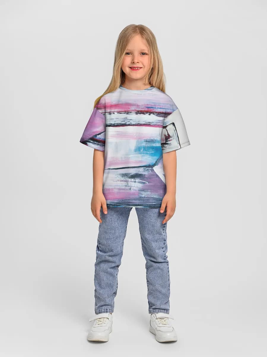 Girls' oversized cotton T-shirt