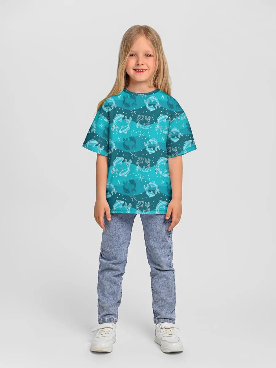Girls' oversized cotton T-shirt