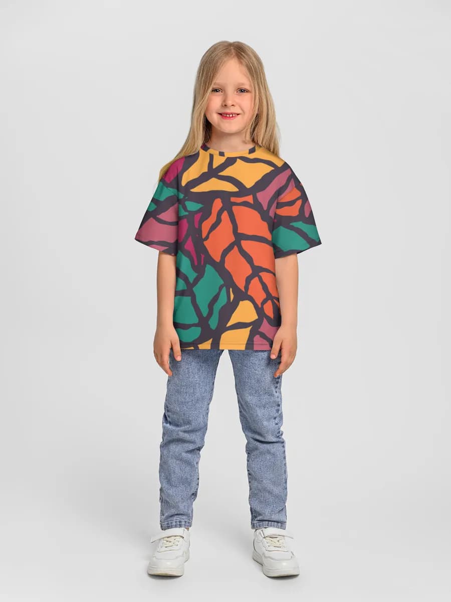 Girls' oversized cotton T-shirt