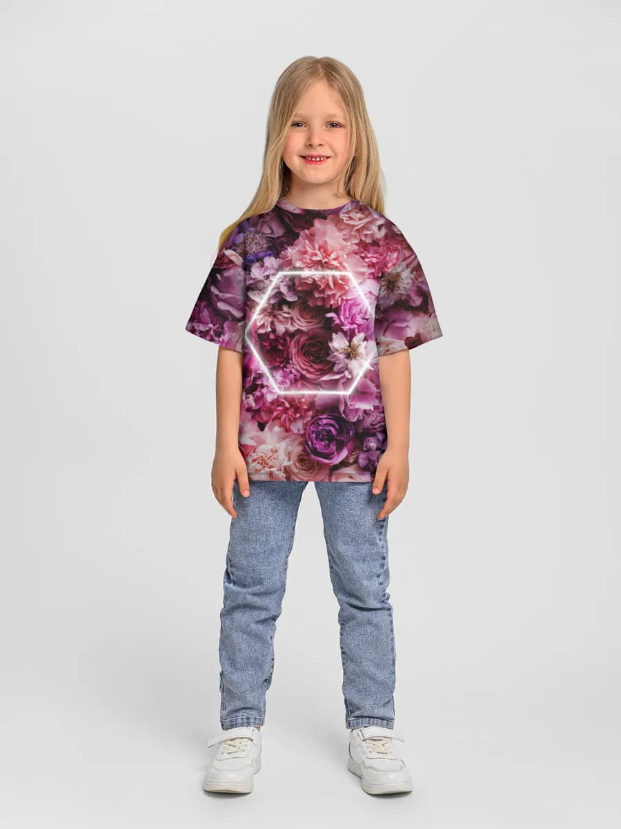 Girls' oversized cotton T-shirt