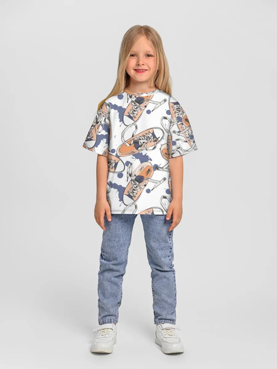 Girls' oversized cotton T-shirt