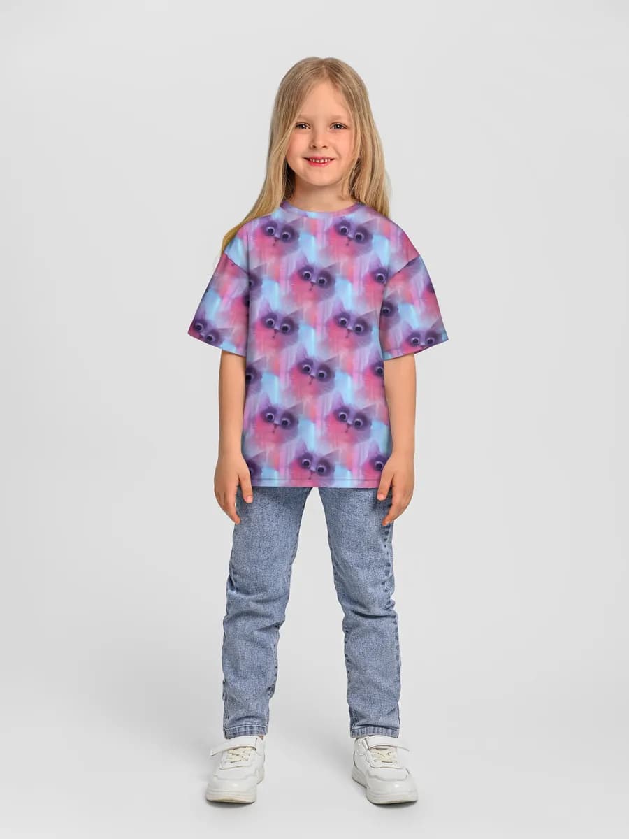Girls' oversized cotton T-shirt