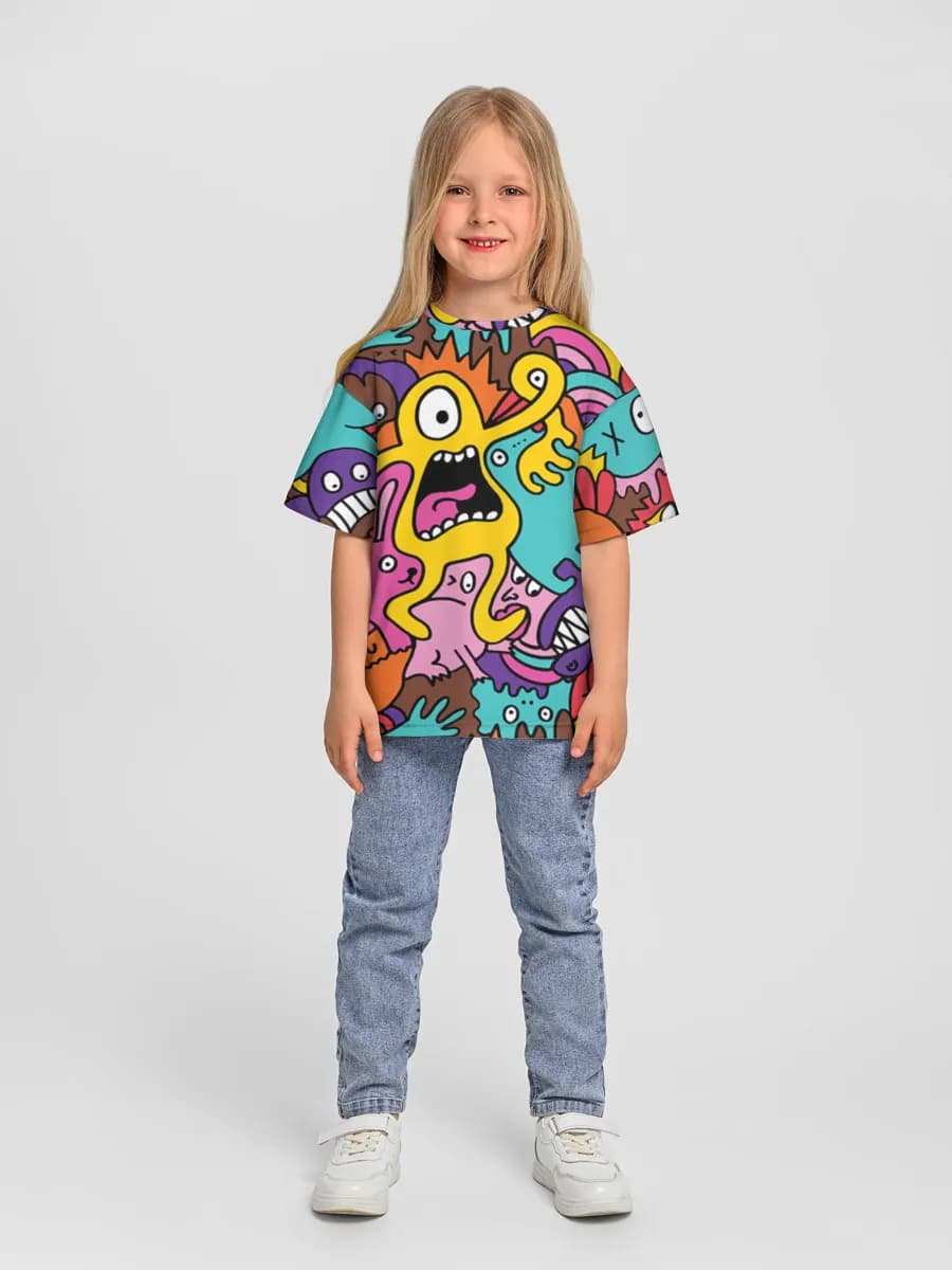 Girls' oversized cotton T-shirt