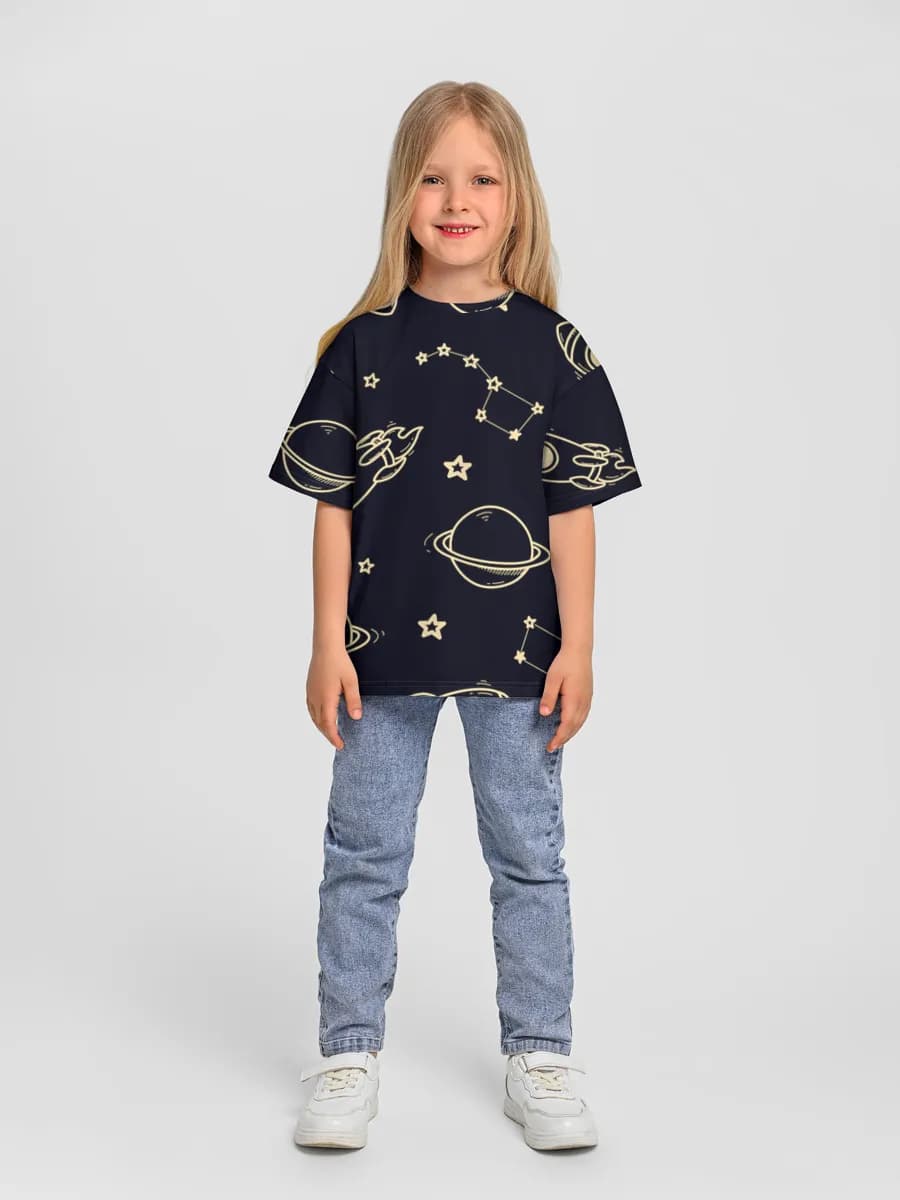 Girls' oversized cotton T-shirt