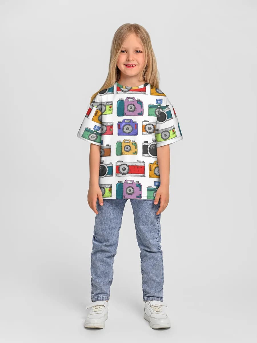 Girls' oversized cotton T-shirt