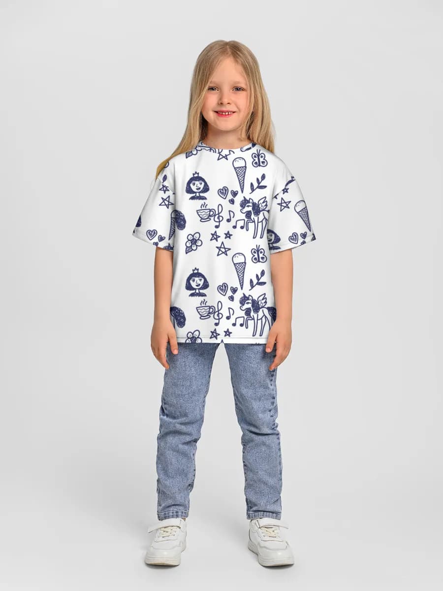 Girls' oversized cotton T-shirt