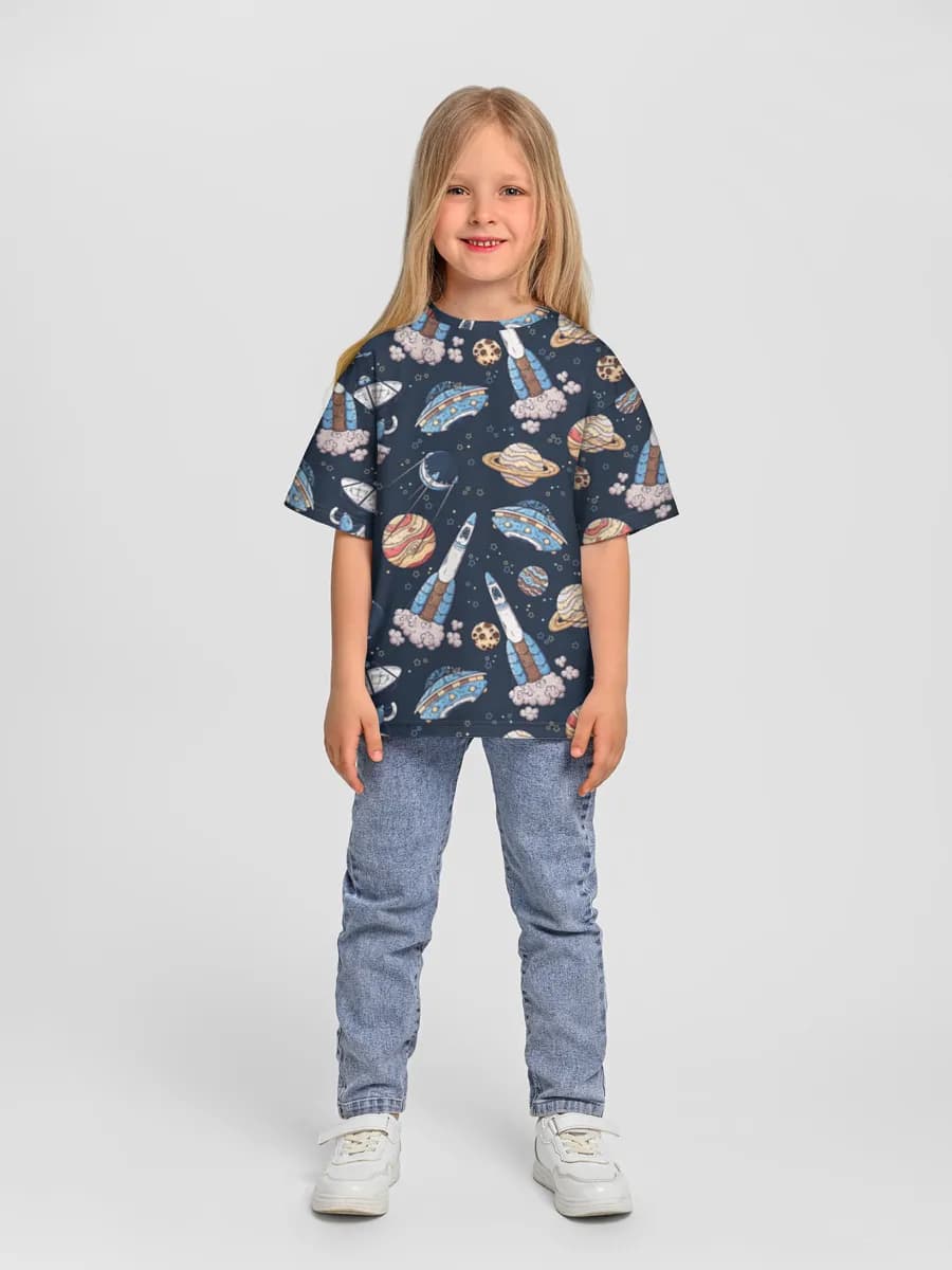 Girls' oversized cotton T-shirt