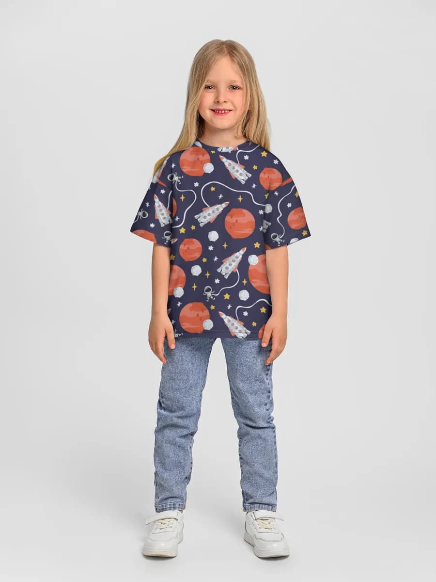 Girls' oversized cotton T-shirt