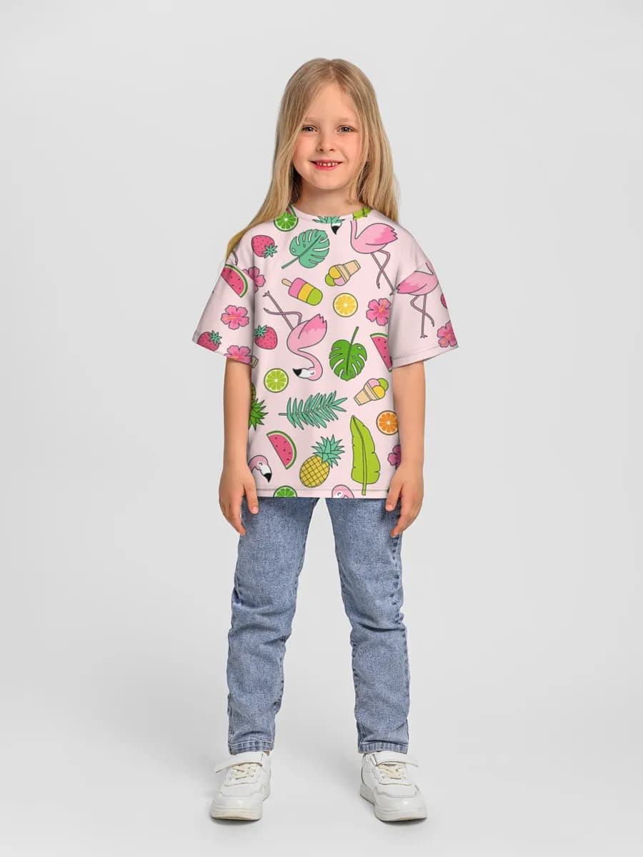 Girls' oversized cotton T-shirt