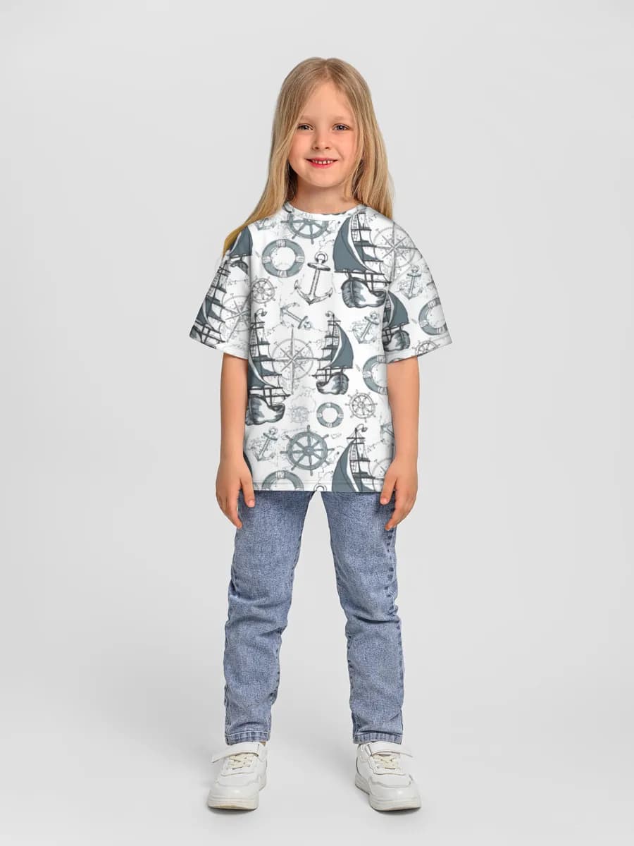 Girls' oversized cotton T-shirt