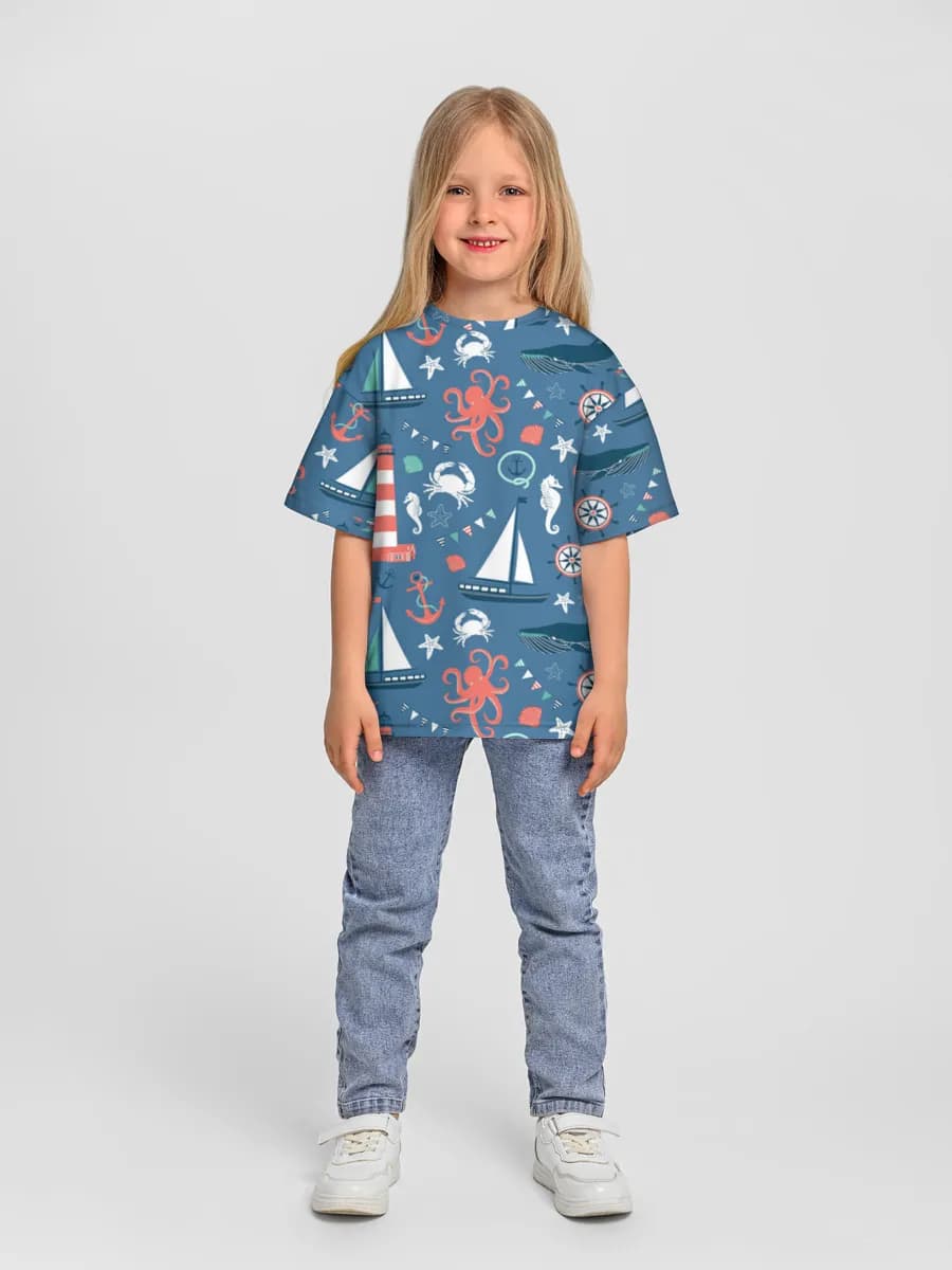 Girls' oversized cotton T-shirt