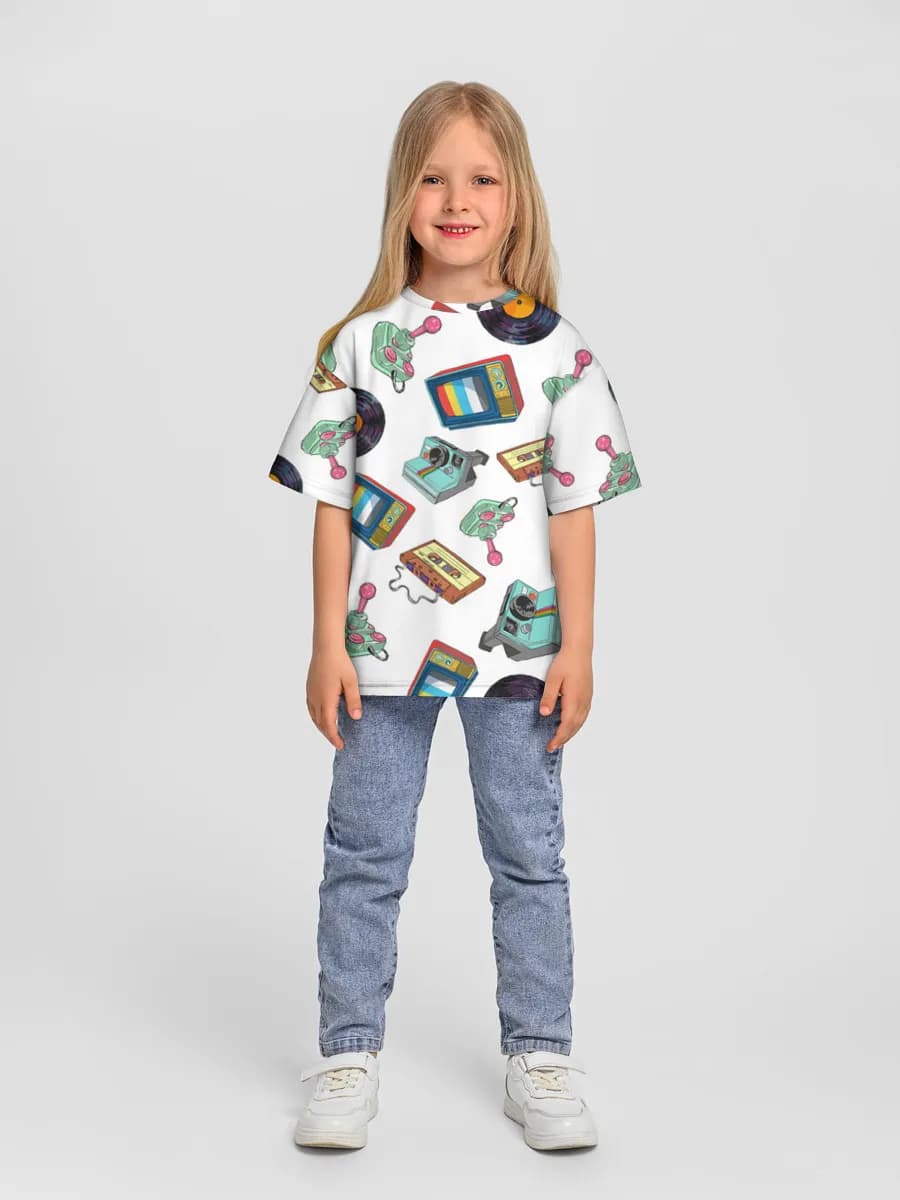 Girls' oversized cotton T-shirt