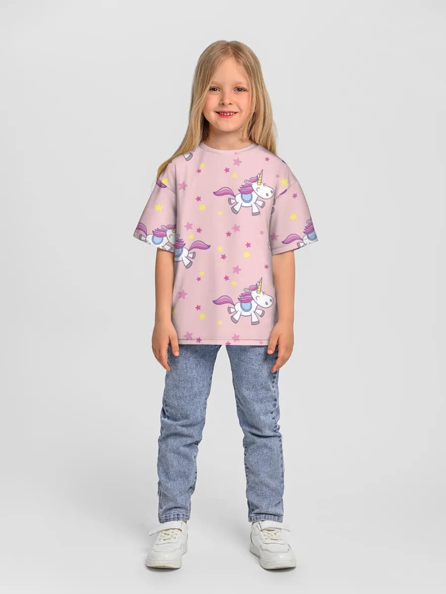Girls' oversized cotton T-shirt