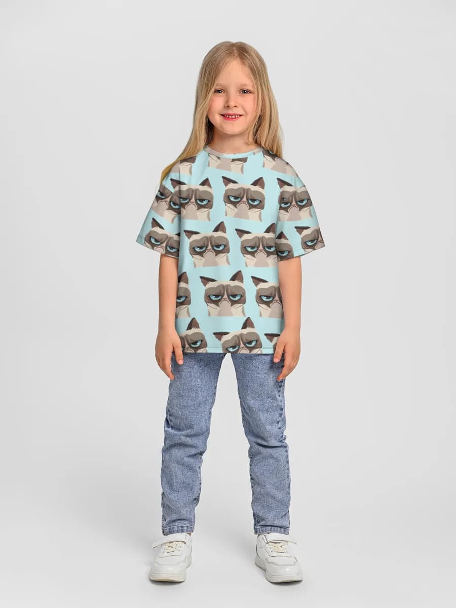 Girls' oversized cotton T-shirt