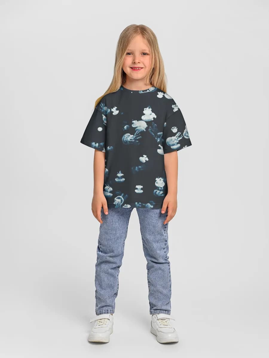 Girls' oversized cotton T-shirt