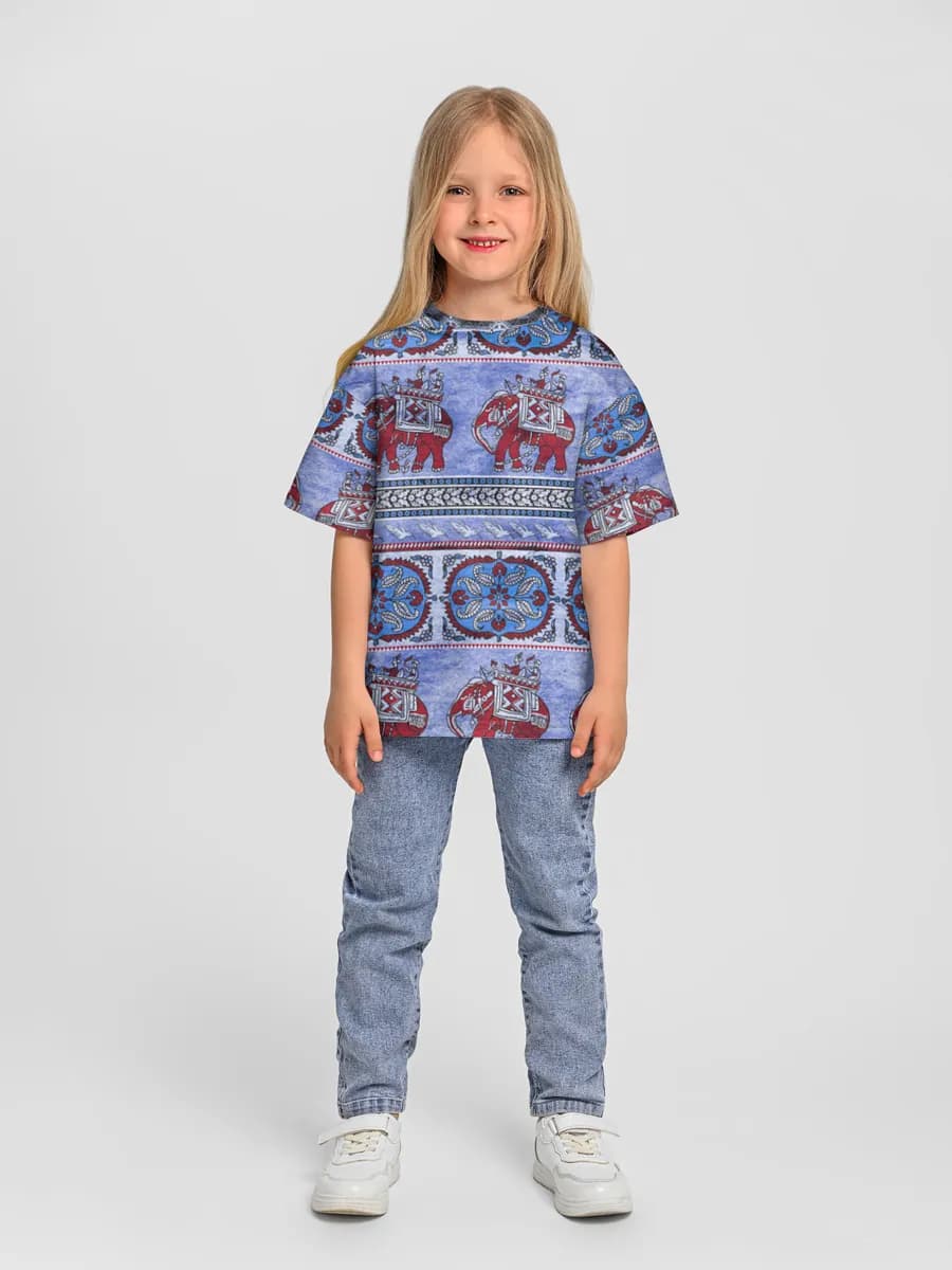 Girls' oversized cotton T-shirt