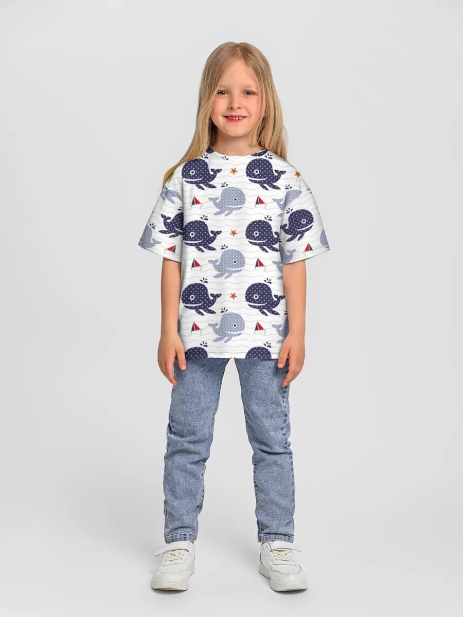 Girls' oversized cotton T-shirt