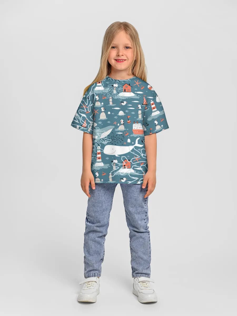 Girls' oversized cotton T-shirt